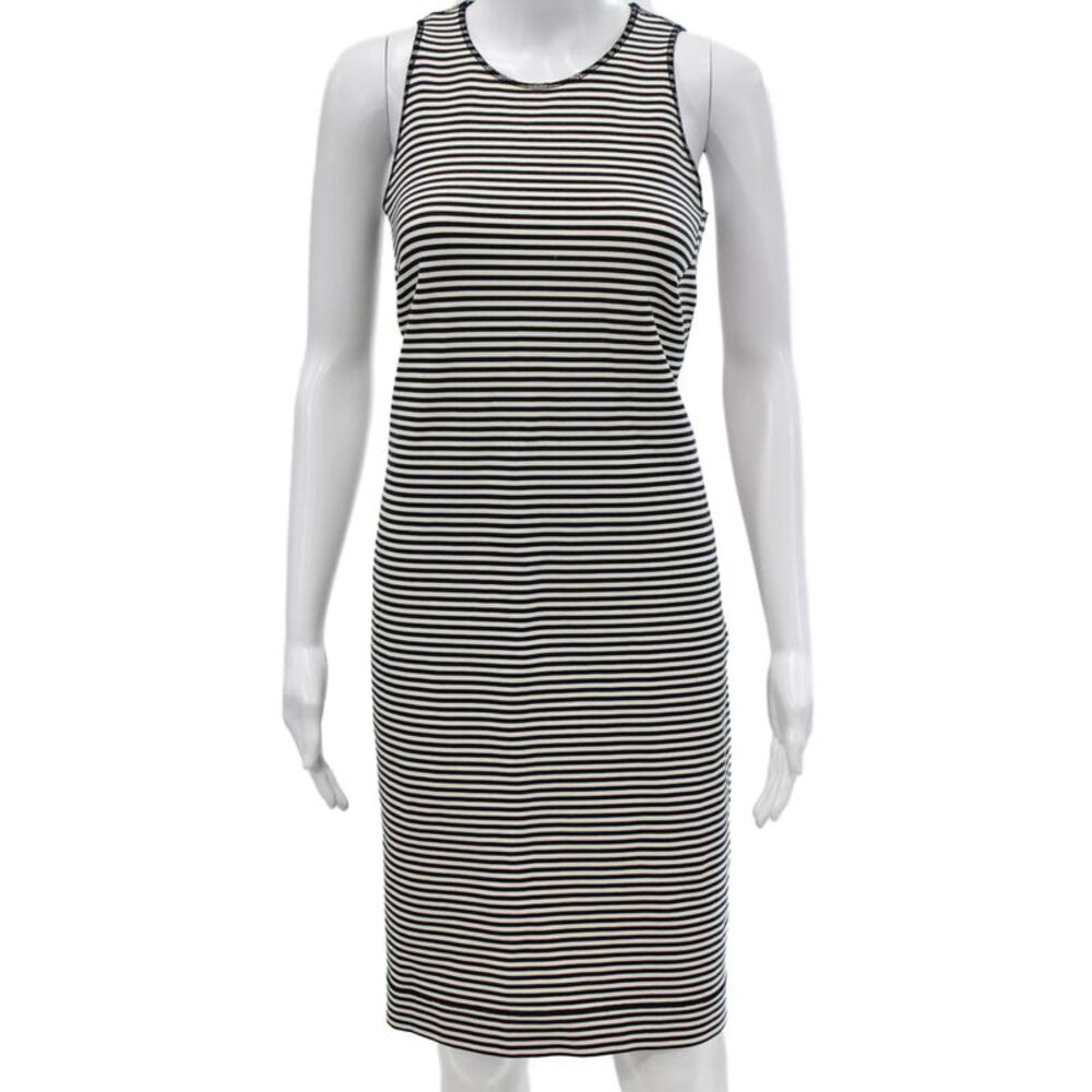Worth Women Sheath Dress Black Striped Sleeveless Scoop Neck Synthetic Size 4